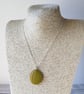 Chartreuse glass pebble pendant with chain - Image 3
