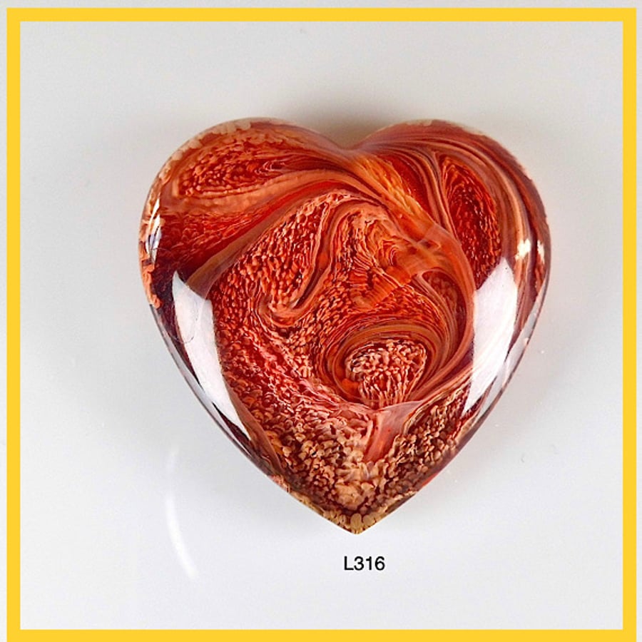 Large Flame Heart Cabochon, hand made,Unique, Resin Jewelry, L316