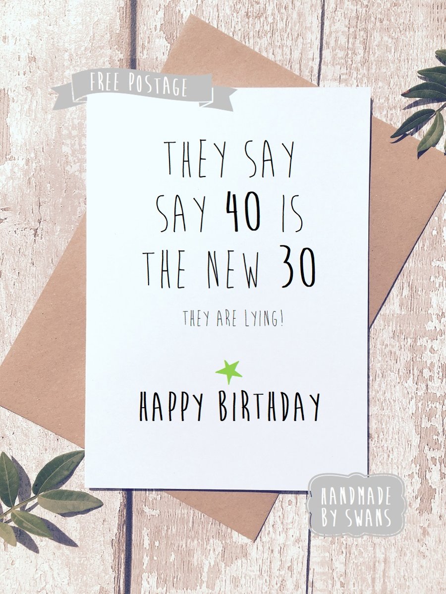 Funny birthday card, 40th birthday, funny card, forty card, birthday card