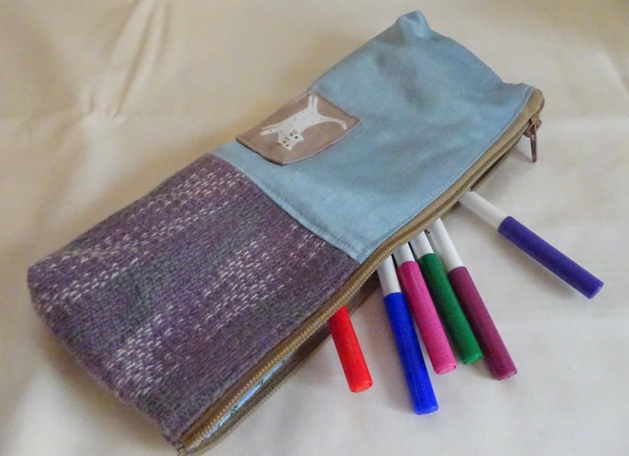 Handwoven Zipper Accessory Bag - Sky Blue