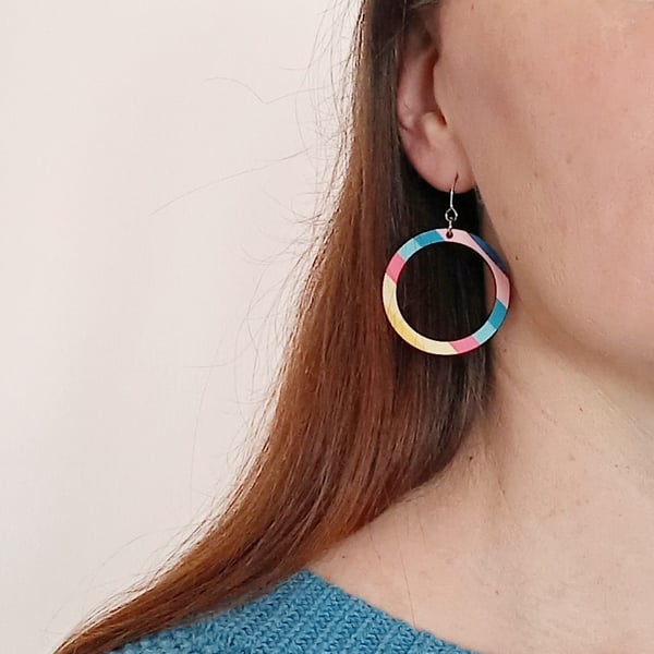 SECONDS SUNDAY Colourful Big Florida Statement Wooden Earrings