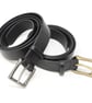 1.5" wide black leather belt; choice of antique finish buckle - Image 2