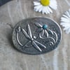 Dragonfly Turquoise Brooch in Silver Pewter