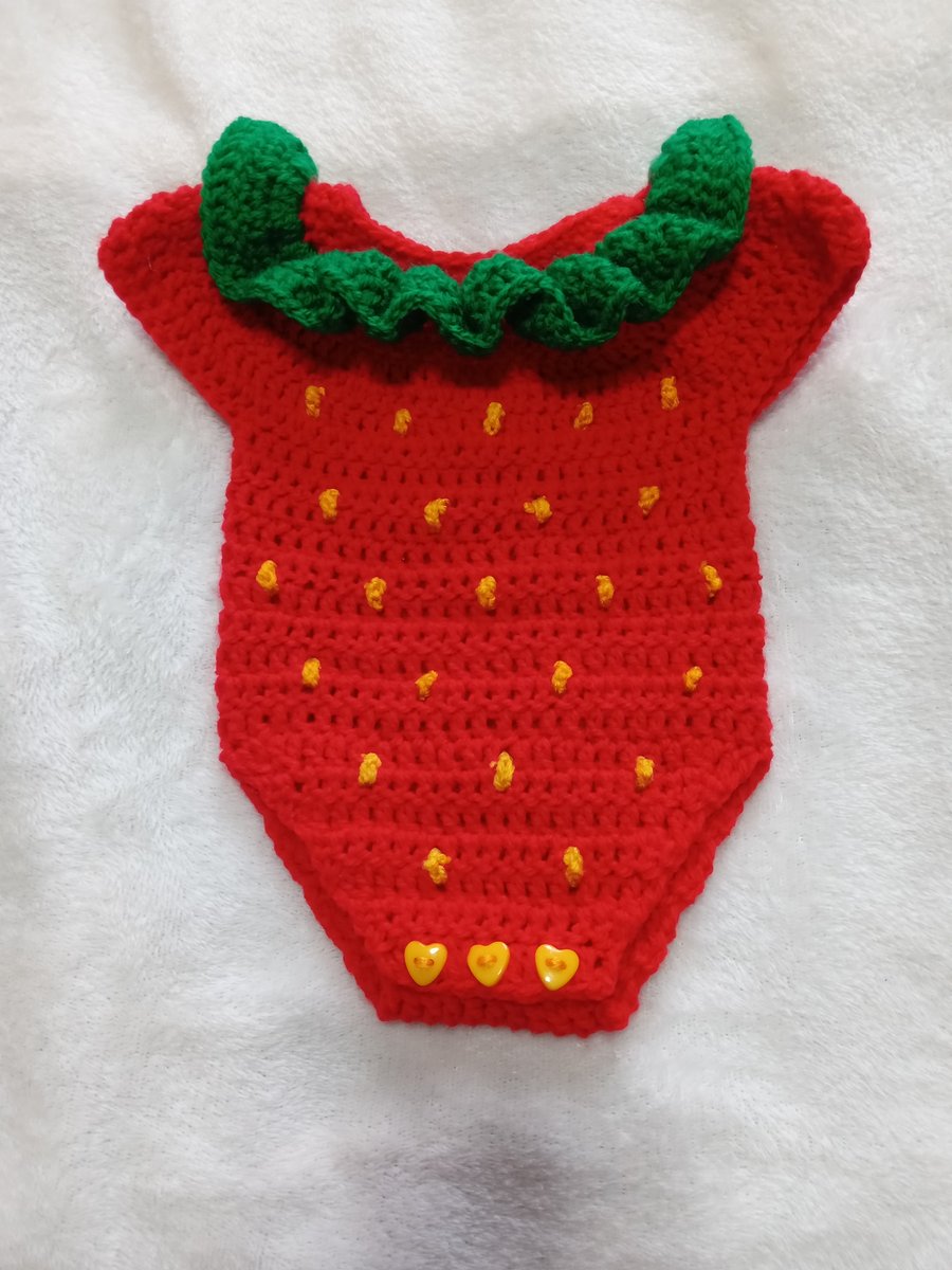 crochet baby romper strawberry novelty design