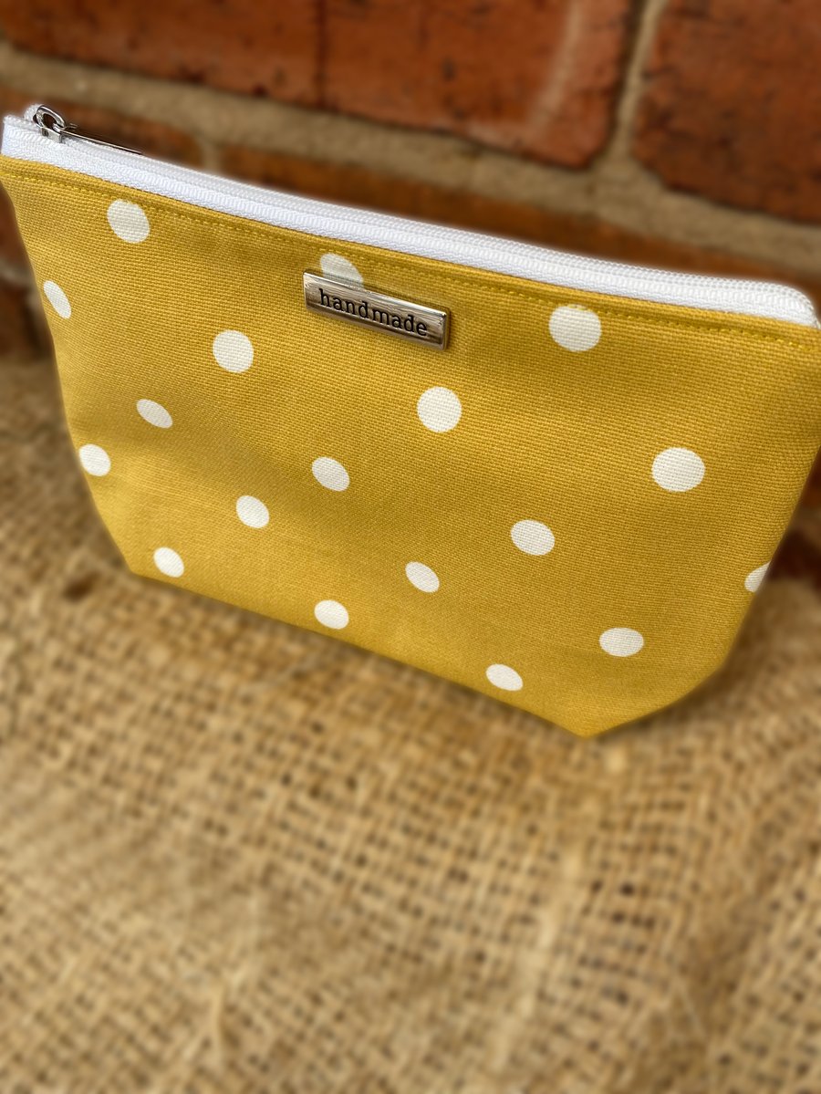 Mustard Polka Dot Zip Pouch