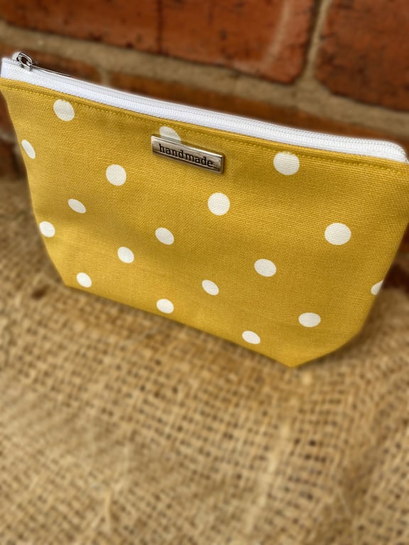 Mustard Polka Dot Zip Pouch