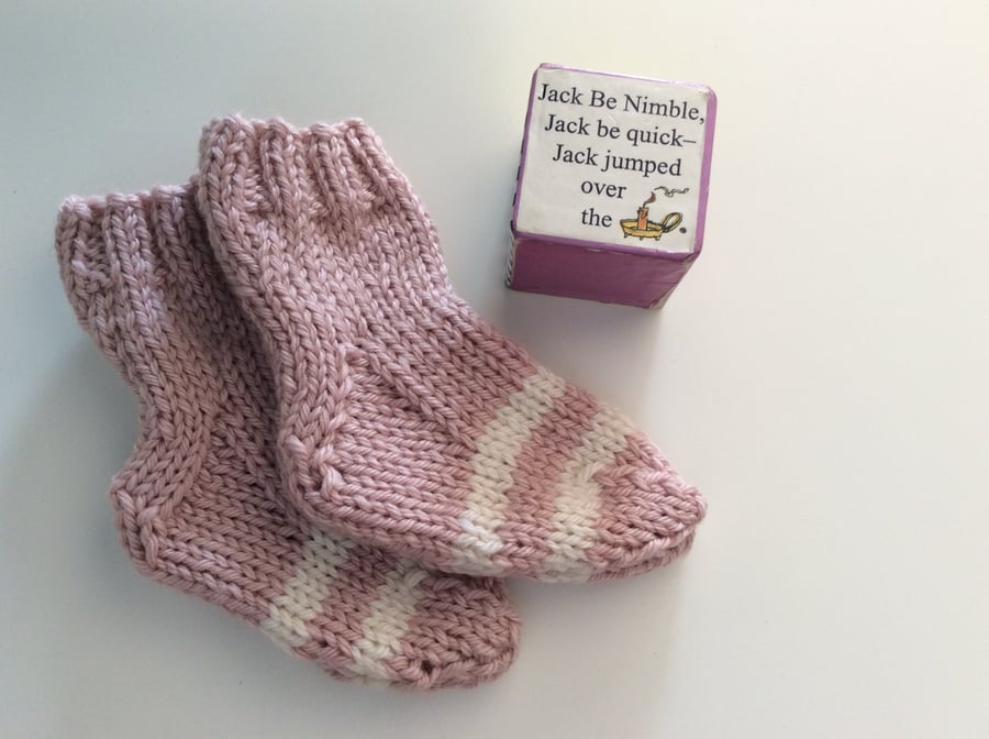 Hand knitted baby socks
