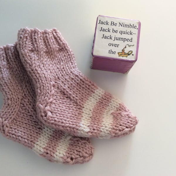 Hand knitted baby socks