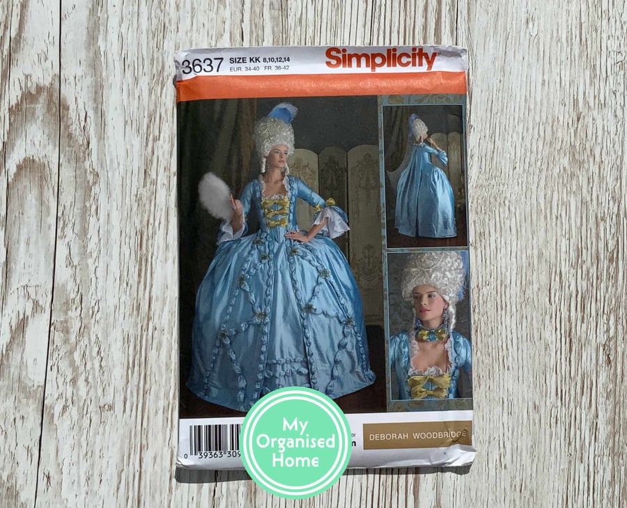 Simplicity 3637 Marie Antoinette style Deborah Woodbridge costume sewing pattern