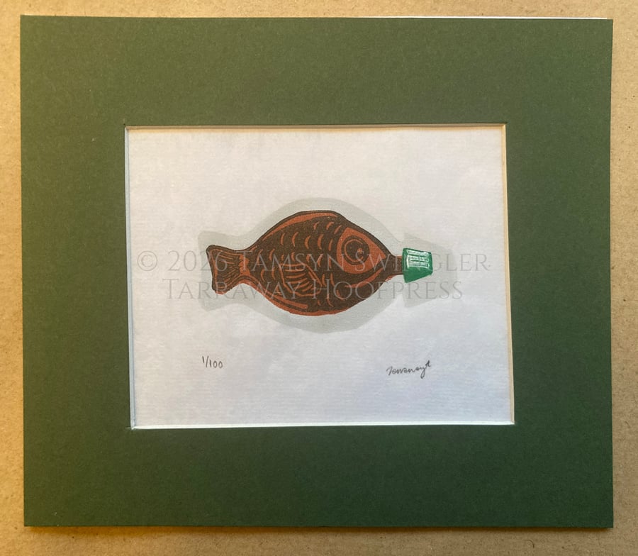 SOOSH! - Lino print - Art for Sushi Restaurant Lovers - Sushi Soy Sauce Fish