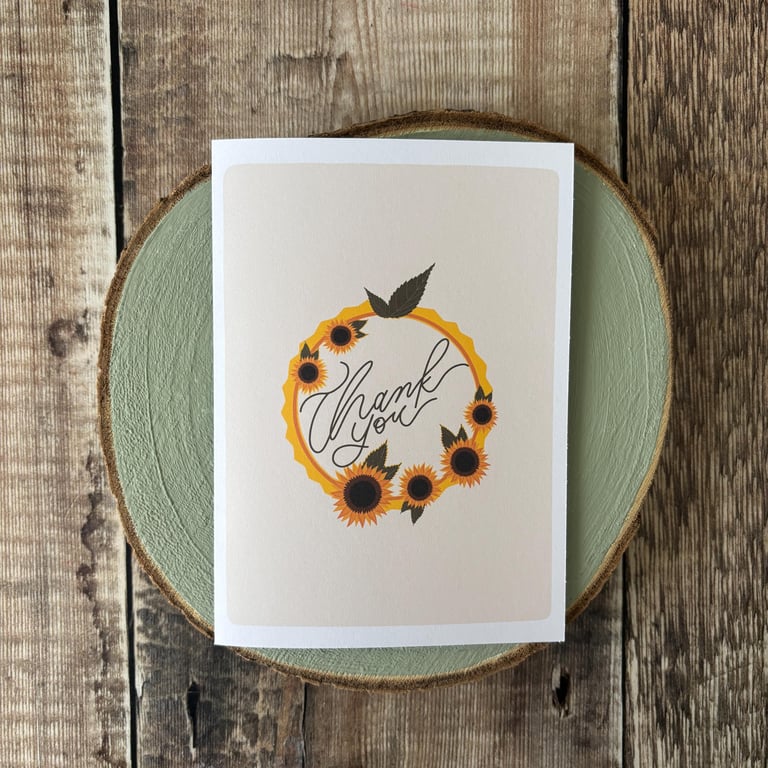 Sunflower Wreath Thank You Card: Hand-Drawn Gratitude