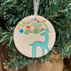 Colourful Ceramic stag Christmas decoration