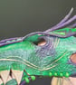 Dragon head finger puppet.  Green and purple  - Image 1