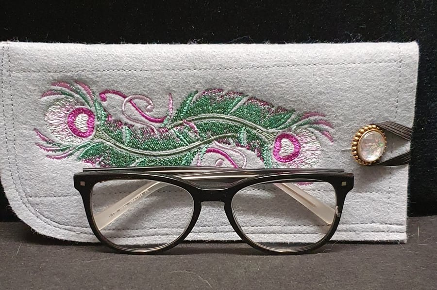 Peacock feather Glasses Case