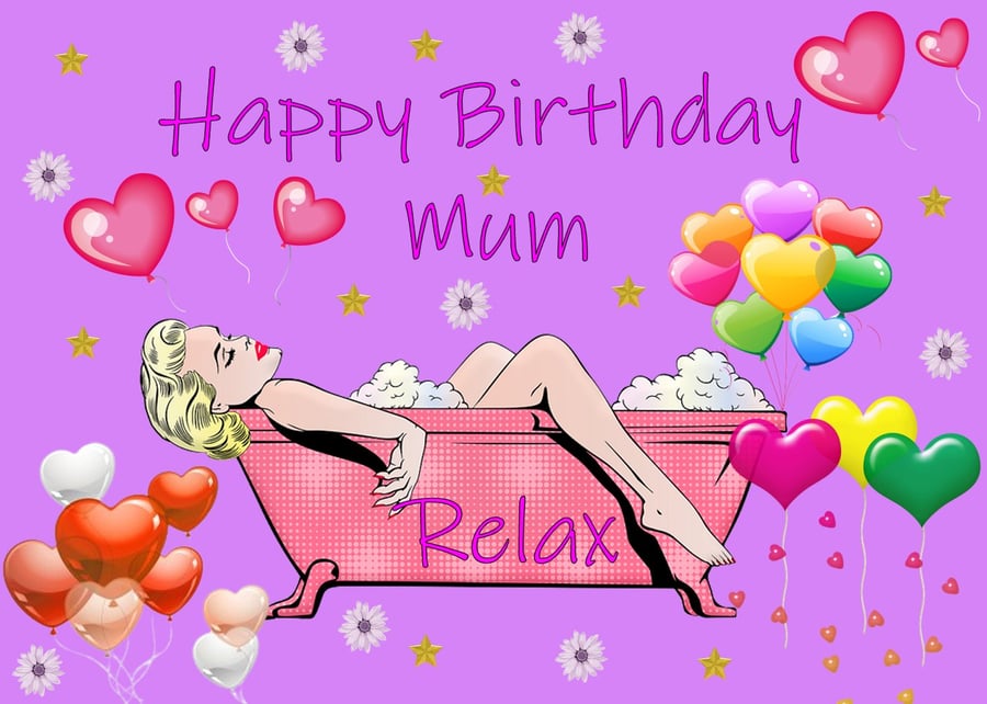 Happy Birthday Mum Card Relax A5
