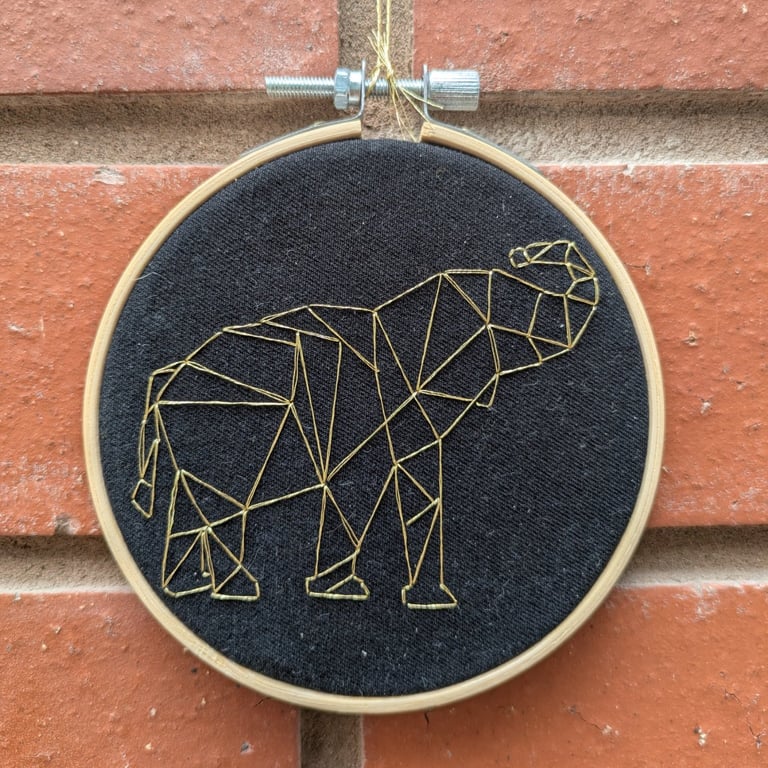 4" geometric elephant embroidery hoop