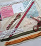 Rose Garden Large Slow Stitching kit - Embroidered Basket with vintage textiles - Image 10