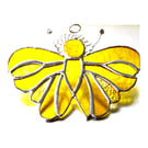 Yellow Butterfly Suncatcher Stained Glass Handmade 098