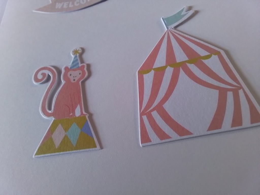 New baby card. Monkey. Welcome little one. Ref 305