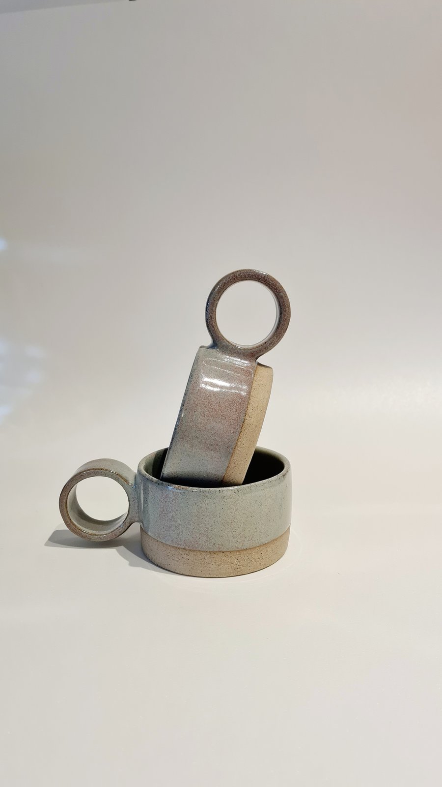 Espresso cup handmade Sage flat