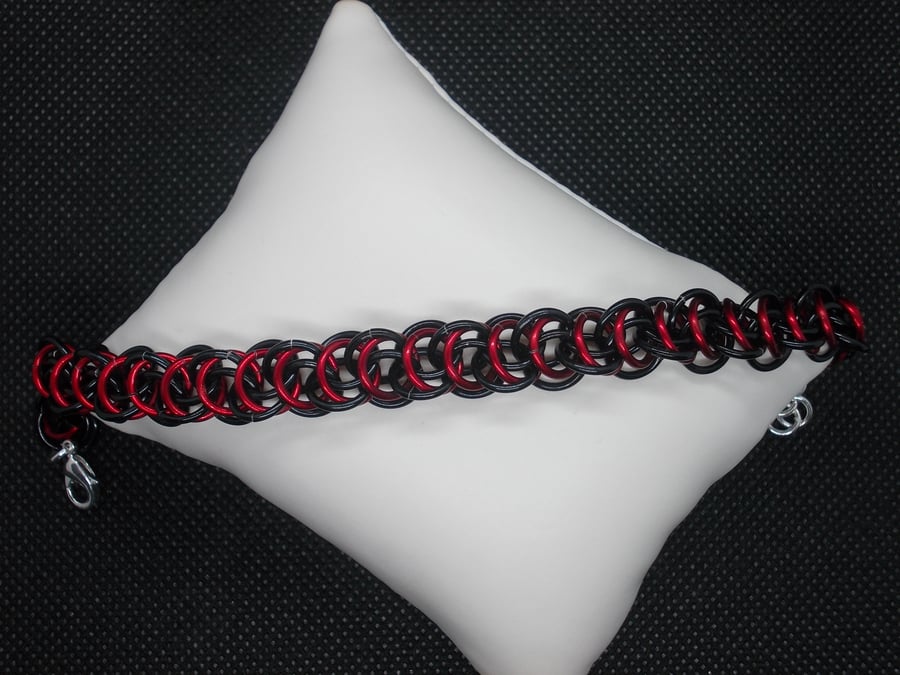 SALE - Black and red chainmaille bracelet