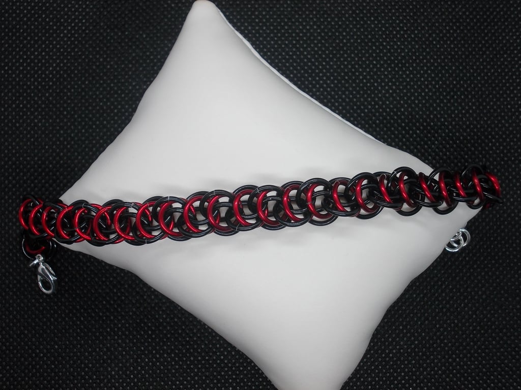 SALE - Black and red chainmaille bracelet