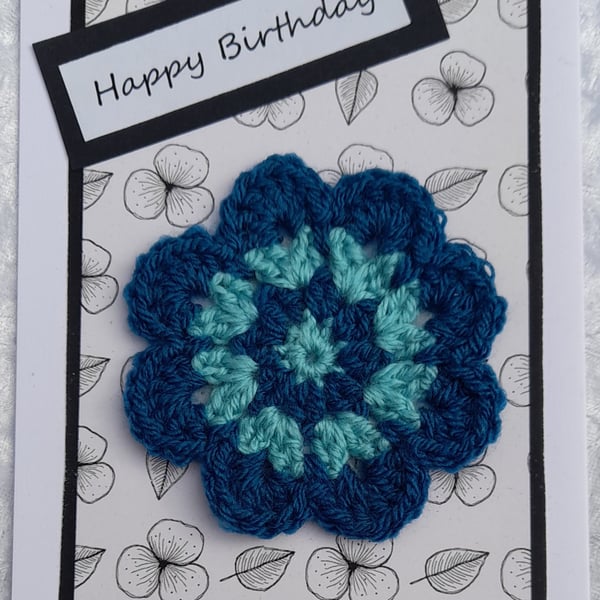 Handmade Crochet Flower cards, coaster - Free UK Postage