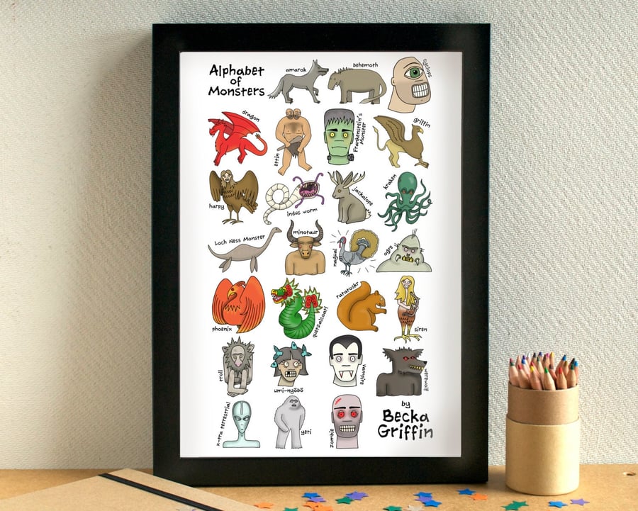 Monster Alphabet Halloween Art Print