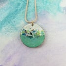 Enamel Pendant in Copper and Enamel with Colourful Glass Pieces.