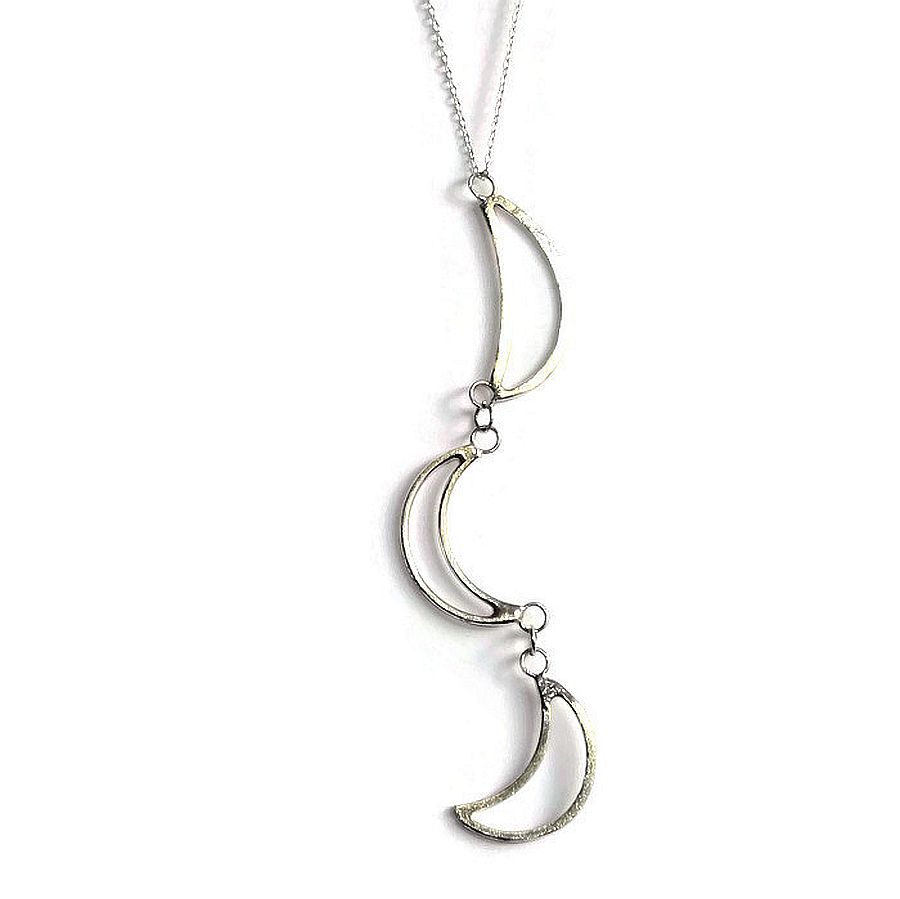 Long sterling silver crescent moon  pendant