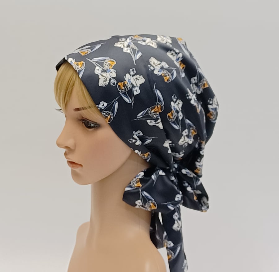 Satin lined head wear for women, silky tichel, satin bonnet with long ties