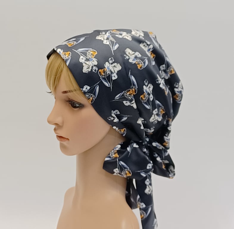 Satin lined head wear for women, silky tichel, satin bonnet with long ties
