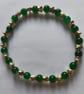 Green Glass & Gold Stars Bead Bracelet  - Image 2