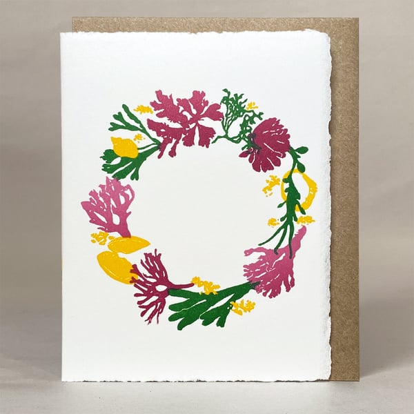 Sea Wreath - Original Hand Printed Card