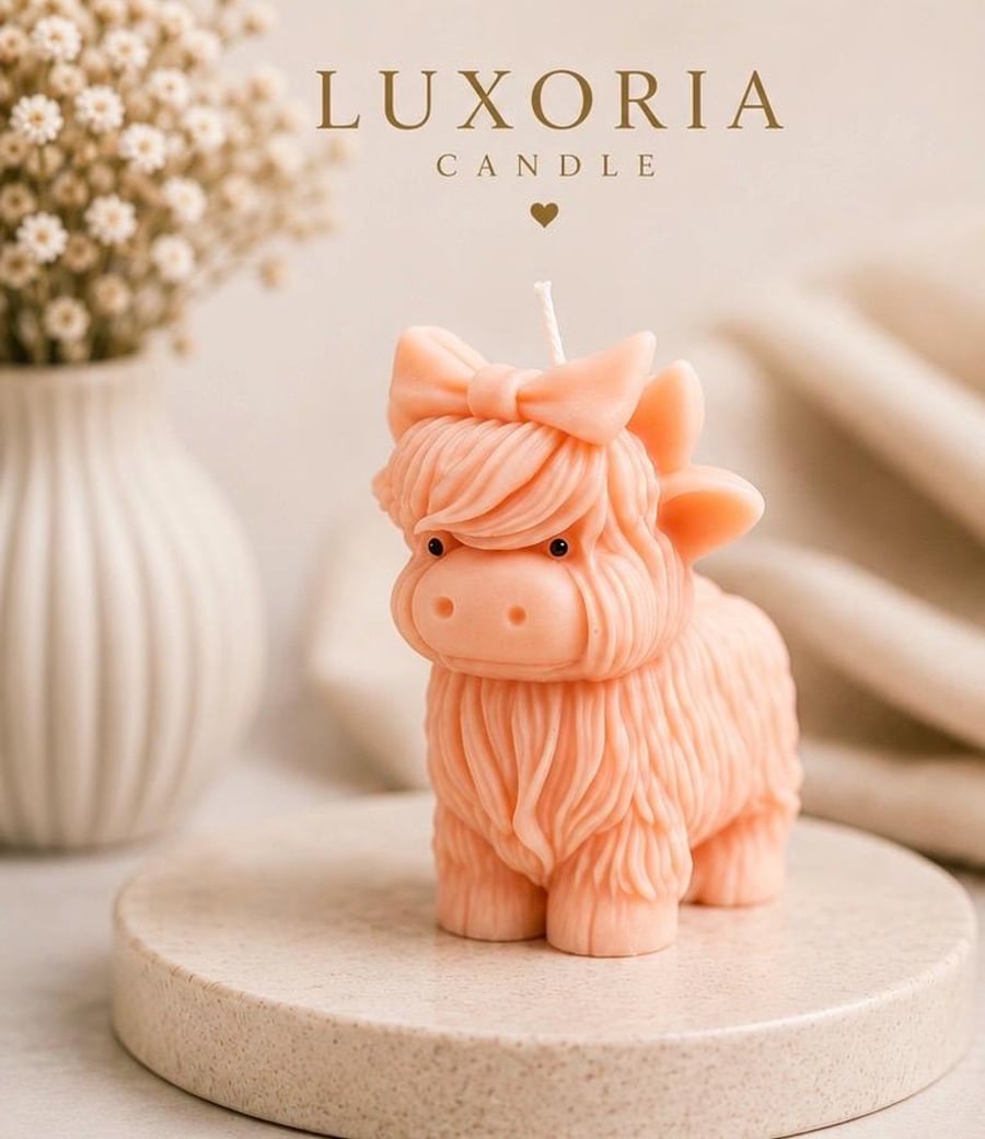 Highland Cow Candle Handmade Farm Animal Candle Cute Cow Gift Rustic Home Decor 