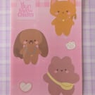 Woodsy Sticker Sheet, Puppy, Cat, Bear Characters Sheet