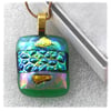 Gold Patchwork Dichroic Glass Pendant 211 gold plated chain