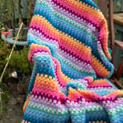 Gorgeous crochet blanket, pastels, 118 x 129cm