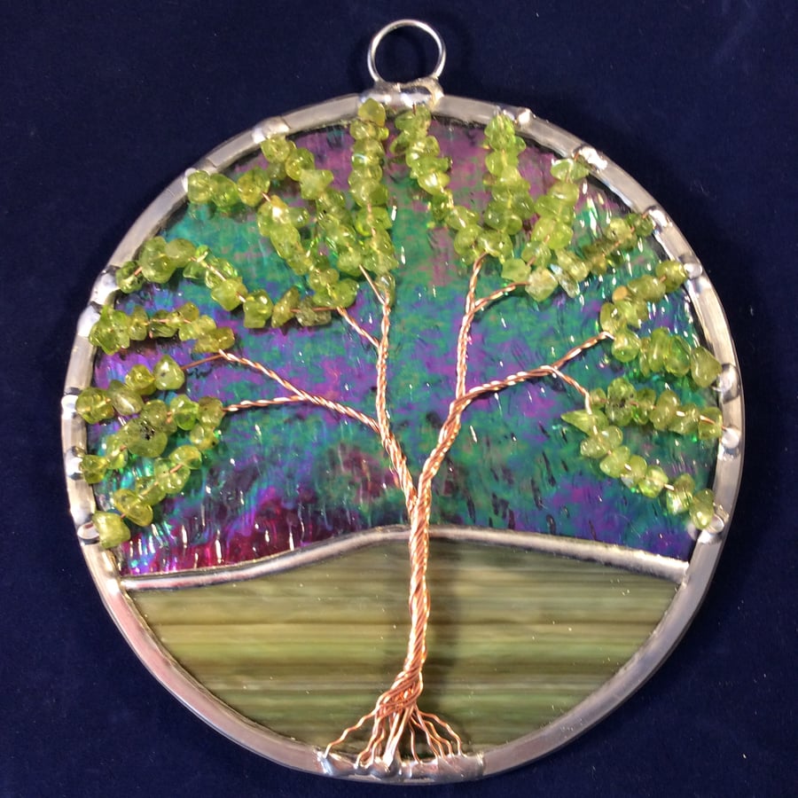 Peridot tree of life suncatcher  (0541)