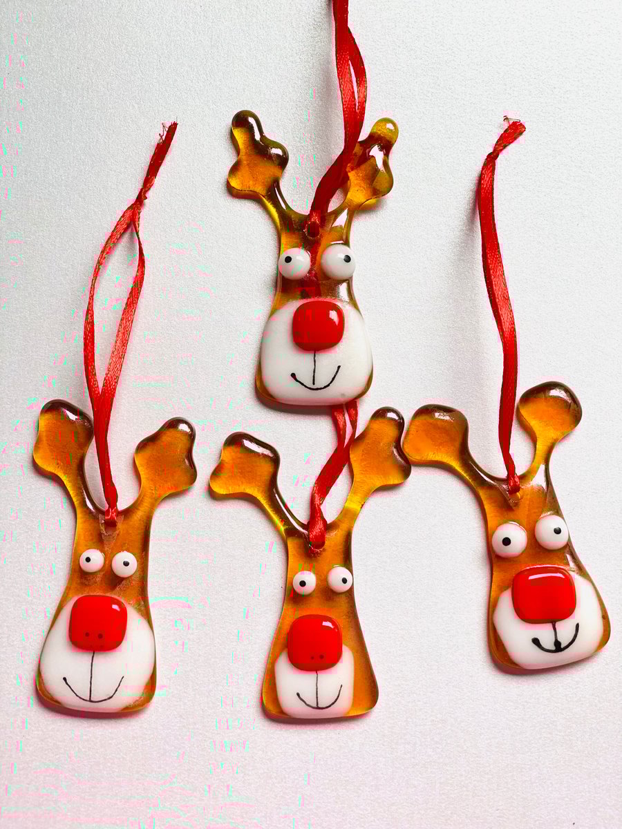 Golden deer fused glass Christmas decoration 