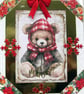 Hand Crafted Decoupage Chistmas Card - Merry Christmas (2732) Teddy Bear