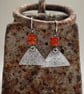 Oxidised Sterling silver triangle drop earrings with bright carnelian beads - Image 4