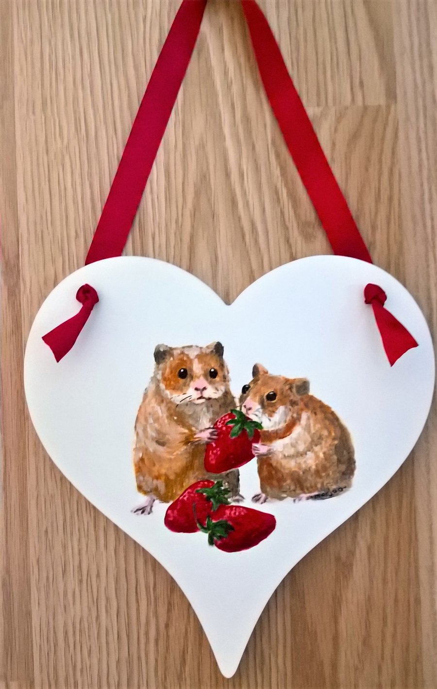 Valentine Heart and hamsters with strawberries painting