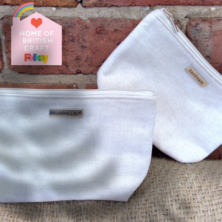 Plain Linen Look Zip Pouch