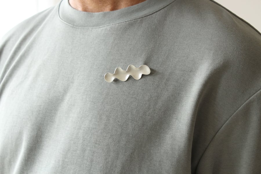 Recycled Silver Unisex Wave Brooch