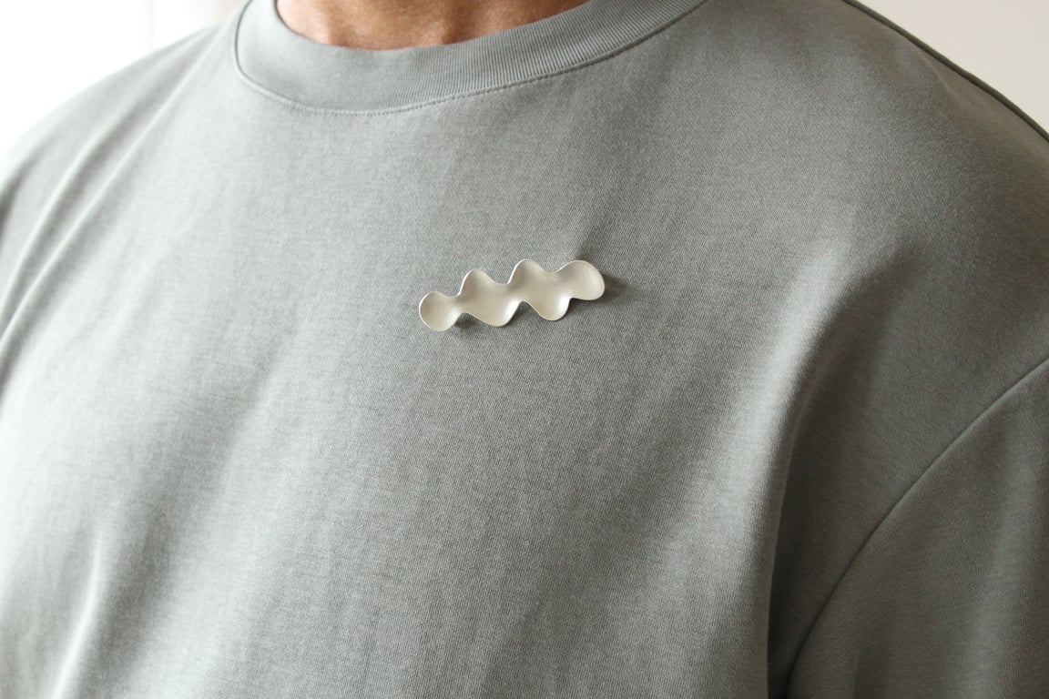 Recycled Silver Unisex Wave Brooch