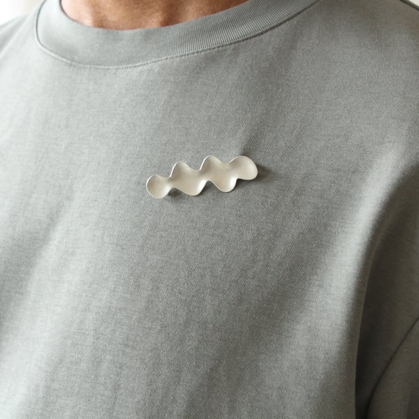 Recycled Silver Unisex Wave Brooch