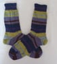 Hand-cranked Knitted Ribbed Wool Socks Size 8 to 9 - Image 3