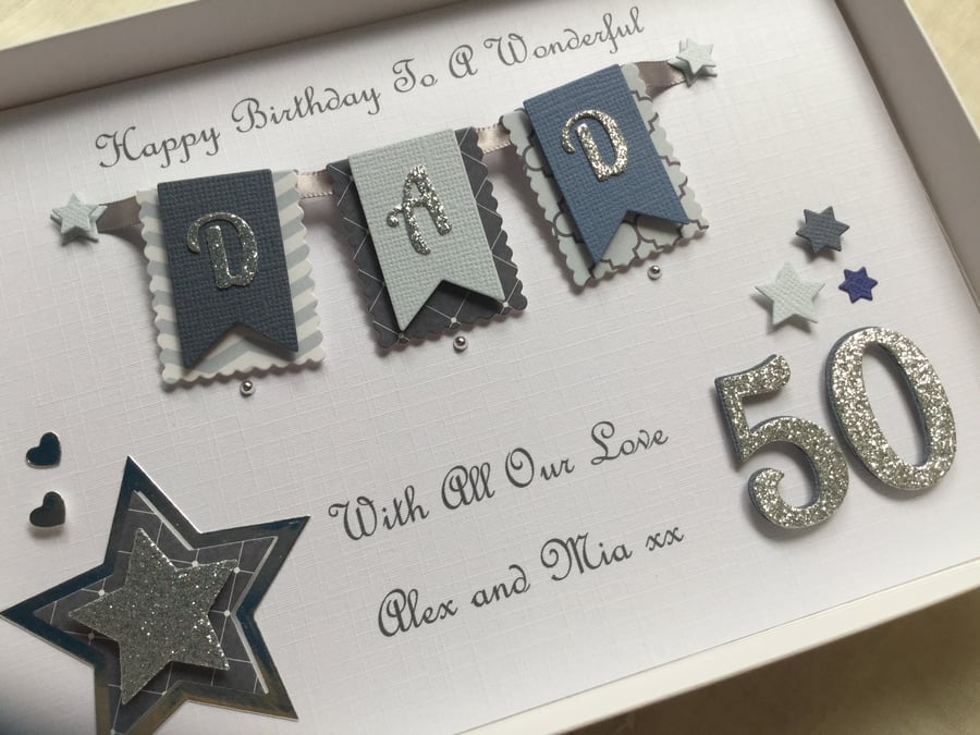 Personalised Handmade Birthday Card Dad Any Age 50 60 70 18 21 Gift Boxed