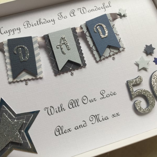 Personalised Handmade Birthday Card Dad Any Age 50 60 70 18 21 Gift Boxed
